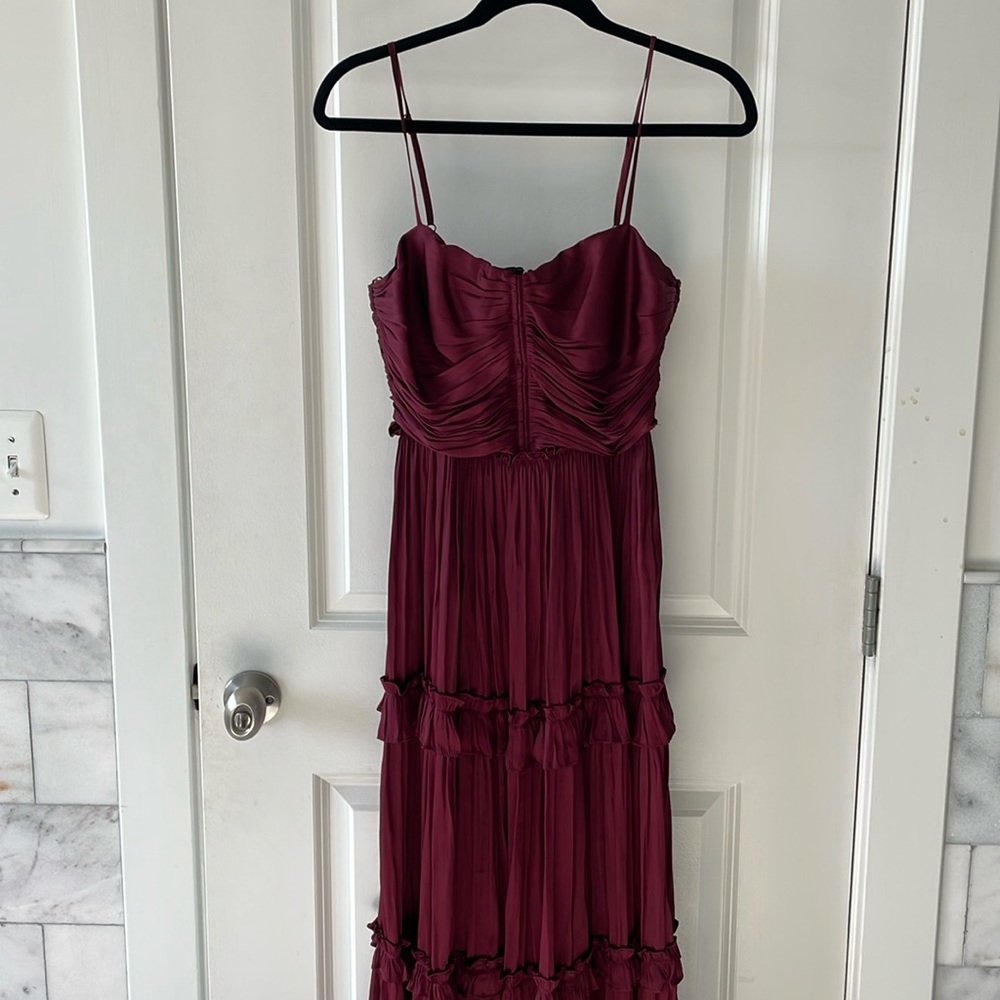 Marroon, ankle length formal dress by Aqua